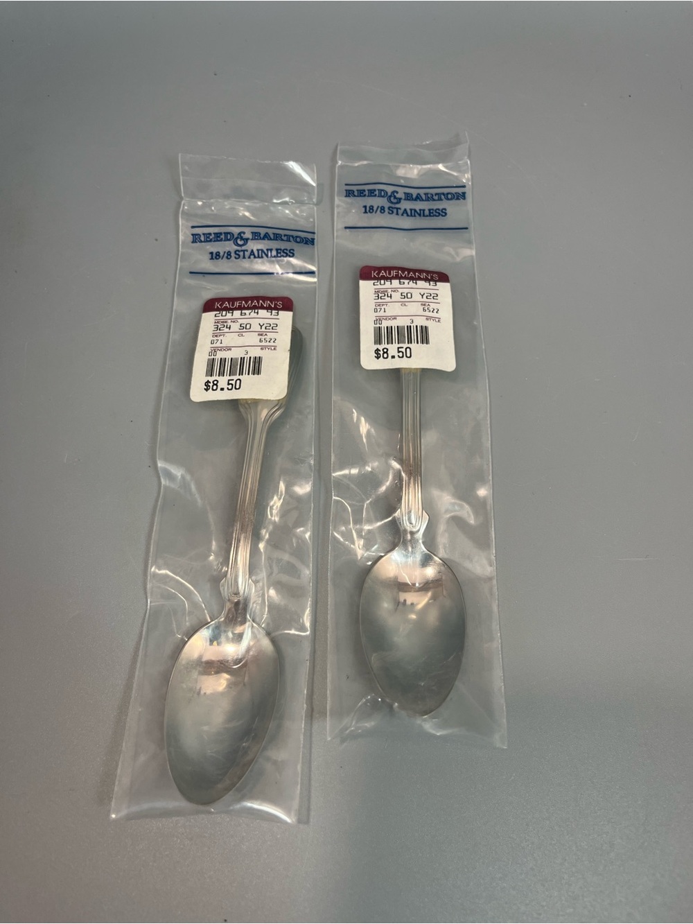 (2) Reed & Barton COLONIAL SHELL Teaspoons USA Stainless 18/8 Flatware 6" SEALED